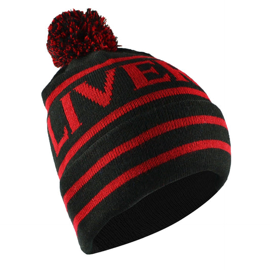 Black & Red Liverpool Bobble Hat