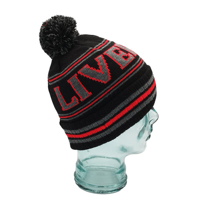 Black, Grey & Red Liverpool Bobble Hat