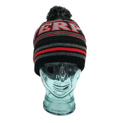 Black, Grey & Red Liverpool Bobble Hat