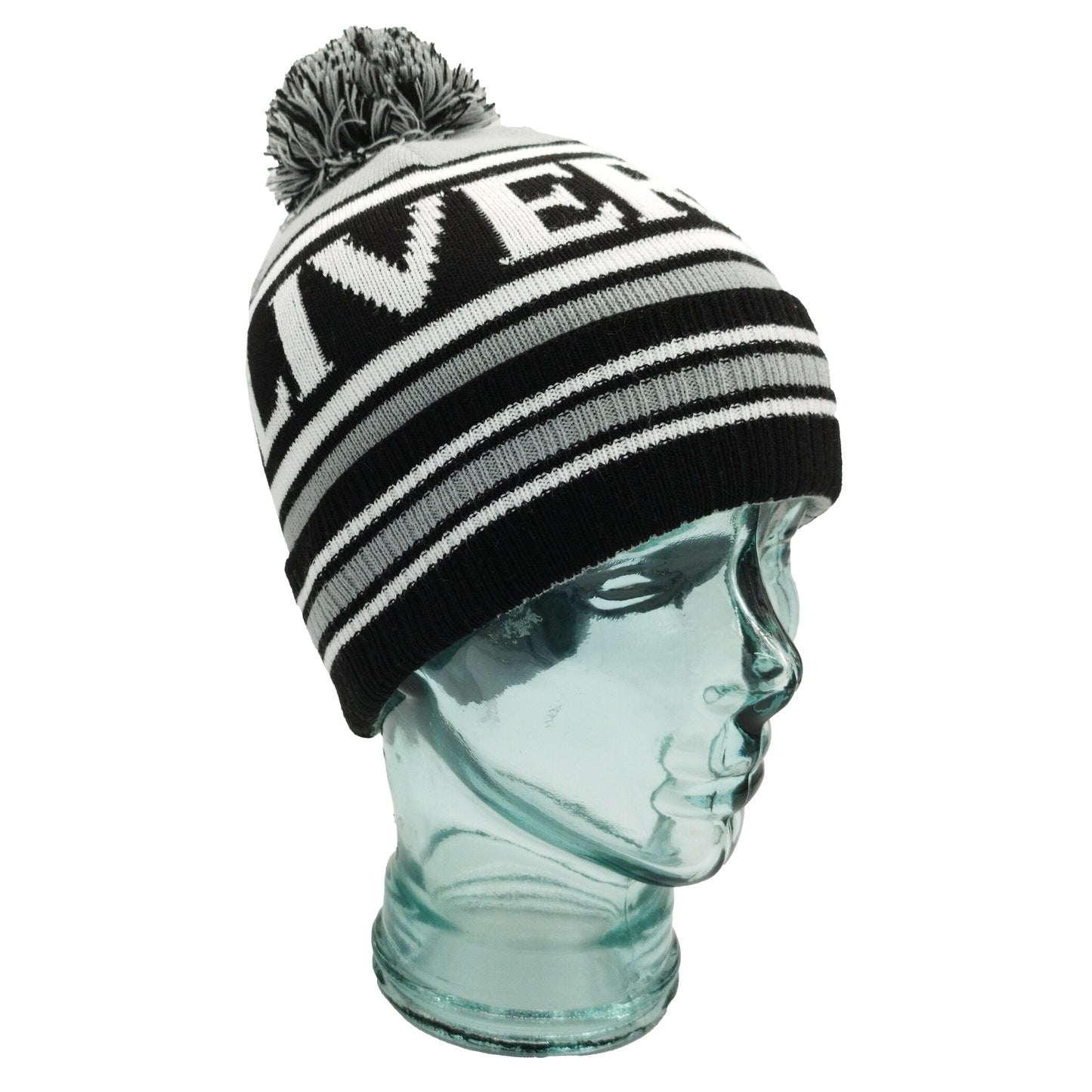 Grey Black & White Liverpool Bobble Hat