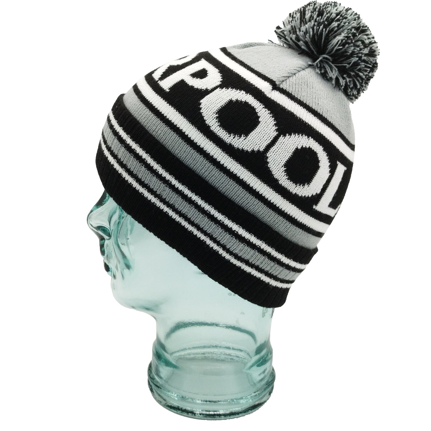 Grey Black & White Liverpool Bobble Hat