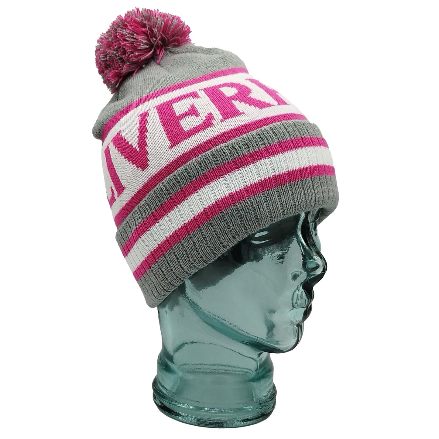 Grey White & Pink Liverpool Bobble Hat