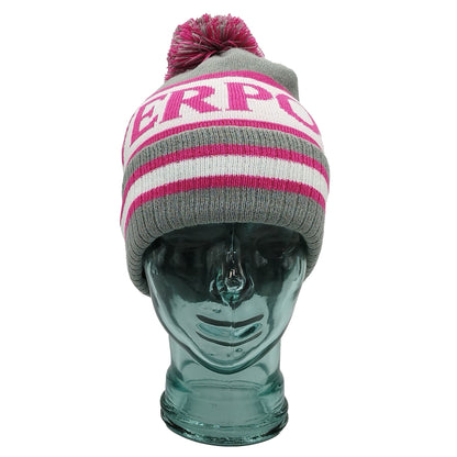 Grey White & Pink Liverpool Bobble Hat