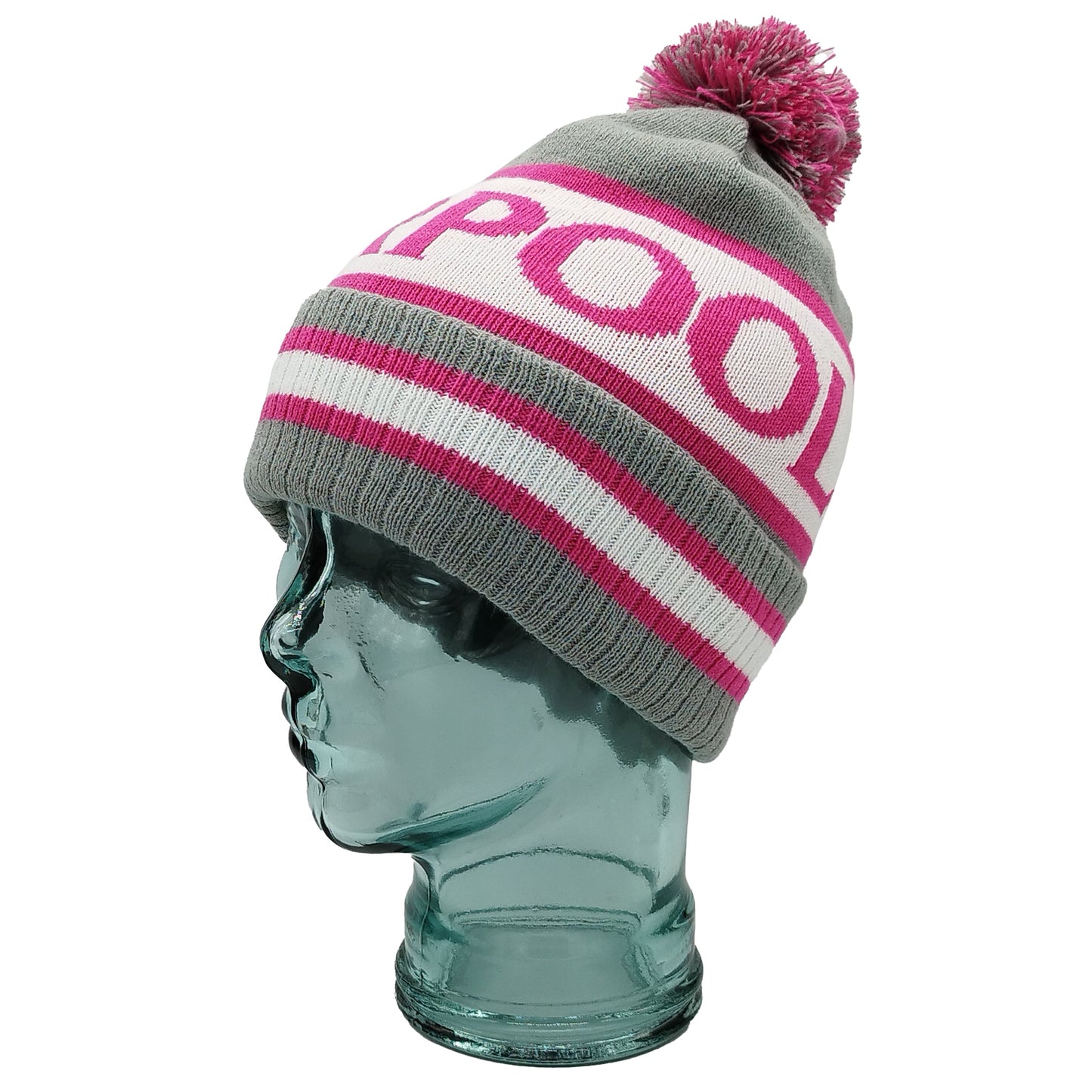 Grey White & Pink Liverpool Bobble Hat