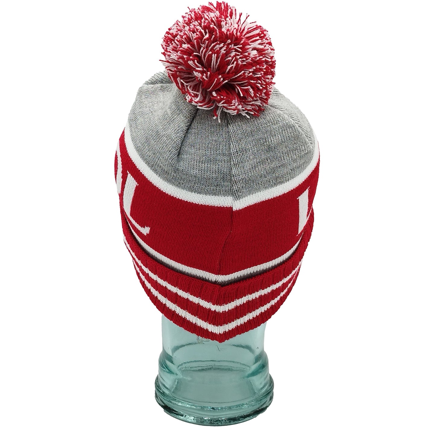 Red White & Grey Liverpool Bobble Hat - Ribbed Cuff