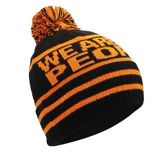 Rangers We Are The People Black & Orange Bobble Hat-Ribbed