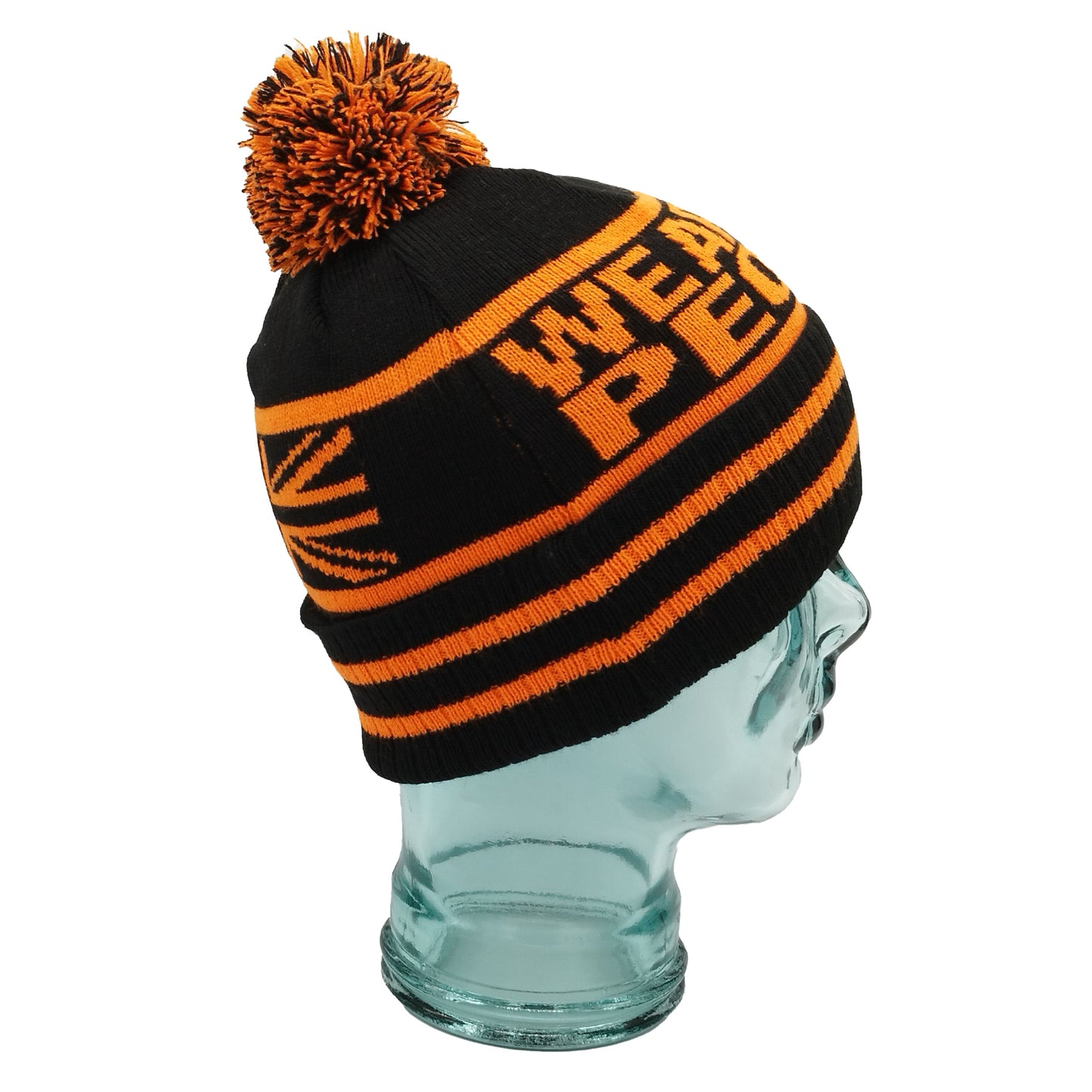 Rangers We Are The People Black & Orange Bobble Hat-Ribbed