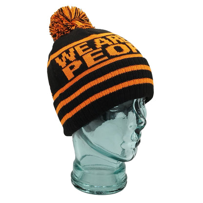 Rangers We Are The People Black & Orange Bobble Hat-Ribbed