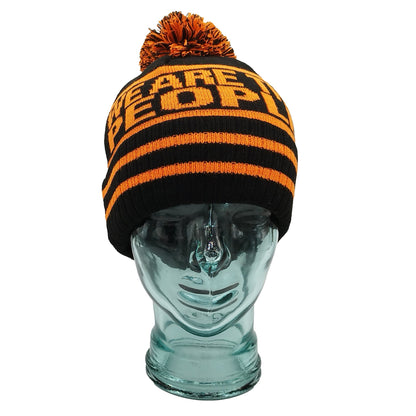 Rangers We Are The People Black & Orange Bobble Hat-Ribbed