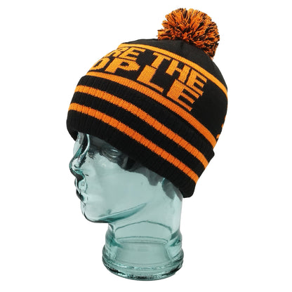 Rangers We Are The People Black & Orange Bobble Hat-Ribbed