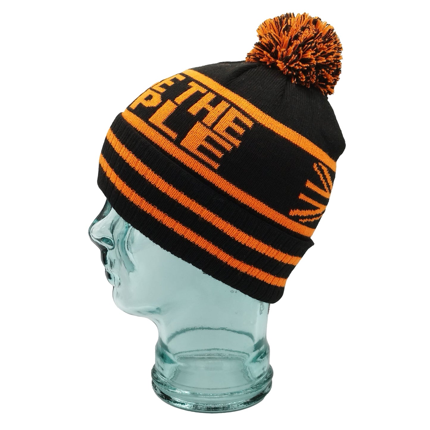 Rangers We Are The People Black & Orange Bobble Hat-Ribbed