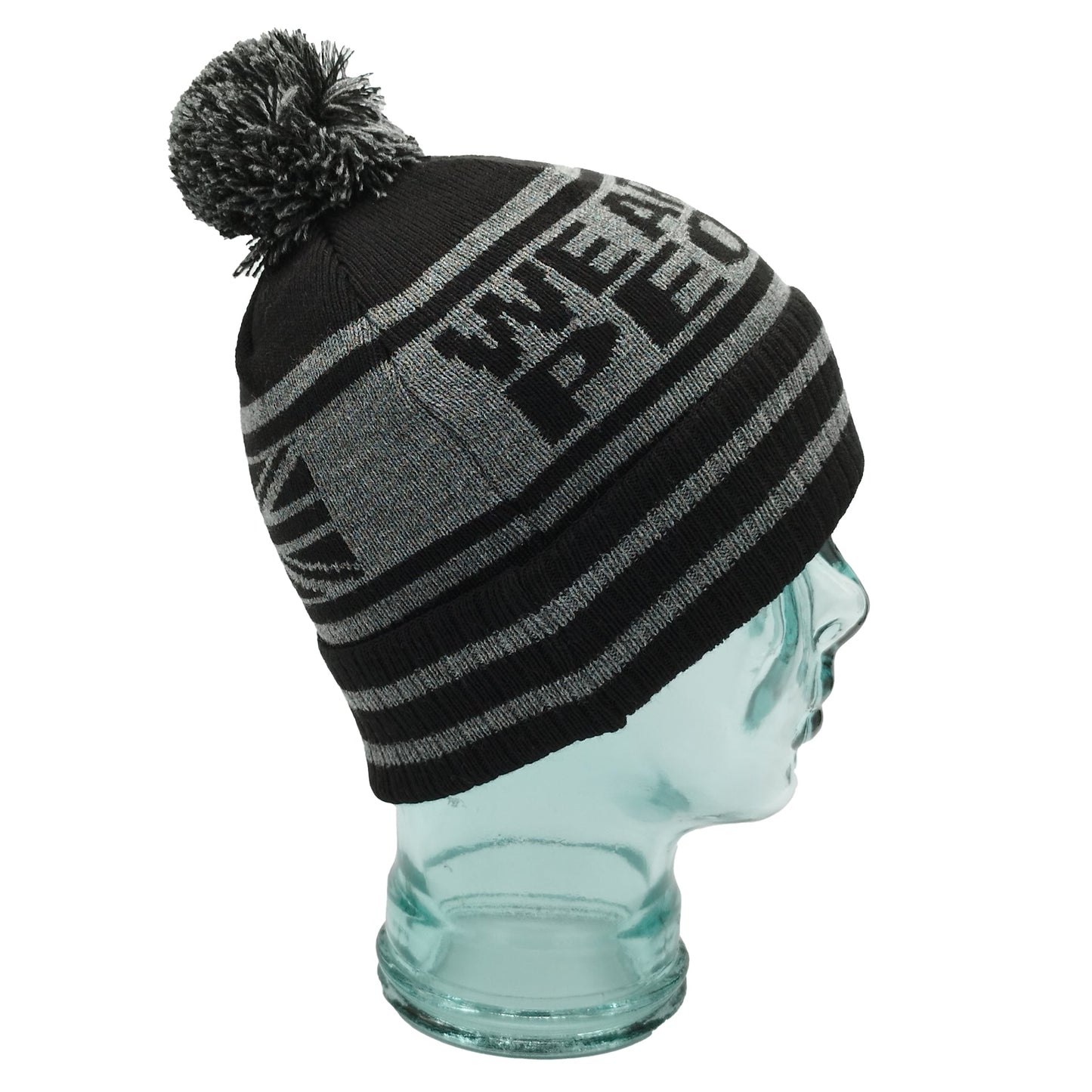 Rangers We Are The People Black & Grey Bobble Hat-Ribbed