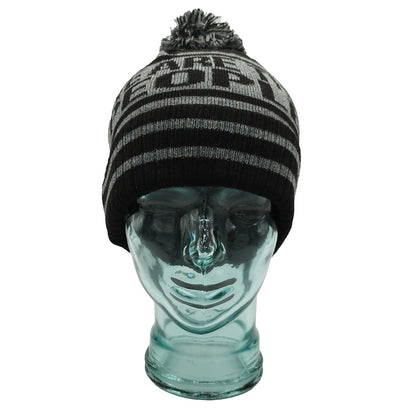 Rangers We Are The People Black & Grey Bobble Hat-Ribbed