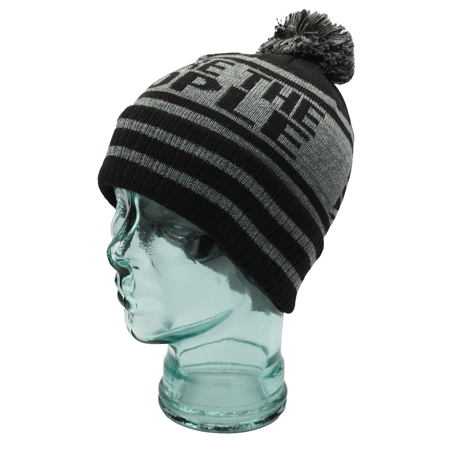 Rangers We Are The People Black & Grey Bobble Hat-Ribbed