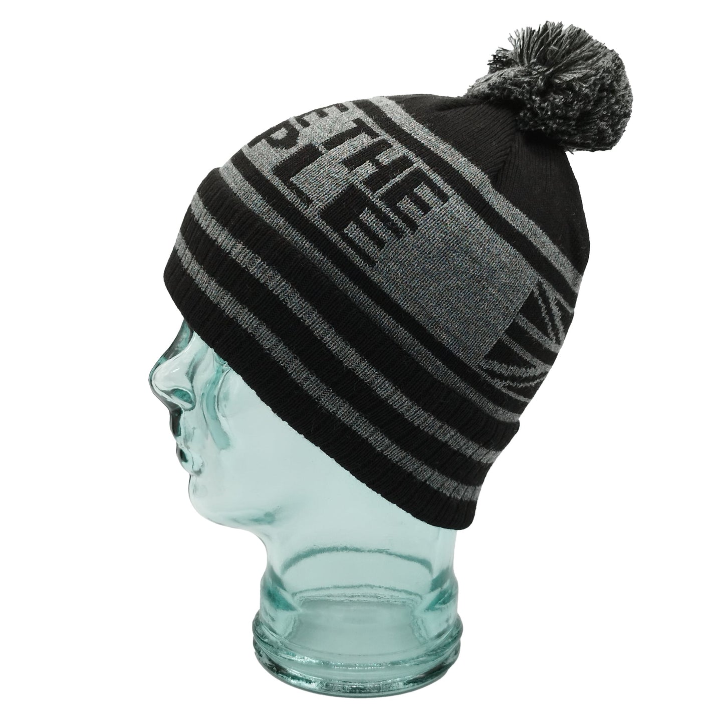 Rangers We Are The People Black & Grey Bobble Hat-Ribbed