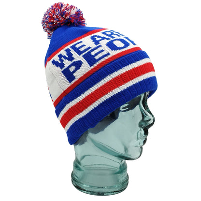 Rangers We Are The People Blue White & Red Bobble Hat - Ribbed Cuff