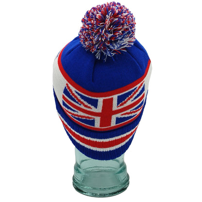 Rangers We Are The People Blue White & Red Bobble Hat - Ribbed Cuff