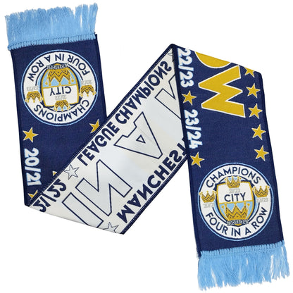 Manchester City 4 in a Row Scarf HD